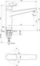 Küchenarmatur mit langem Auslauf und schwenkbarem Hebel, geeignet für die Vorfenstermontage. Produkt von Ideal Standard mit klaren Dimensionen und Montagehinweisen.